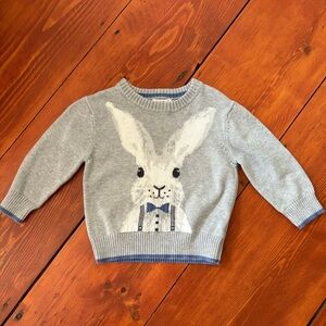 Cat & Jack Gray Rabbit Bunny Boys Sweater EUC 18 mos